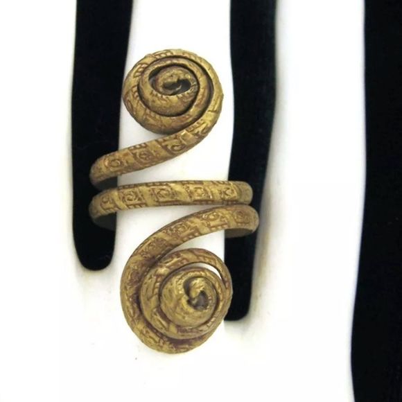 Vintage Jewelry - Vintage Egyptian Revival Brass Snake Ring Size 6